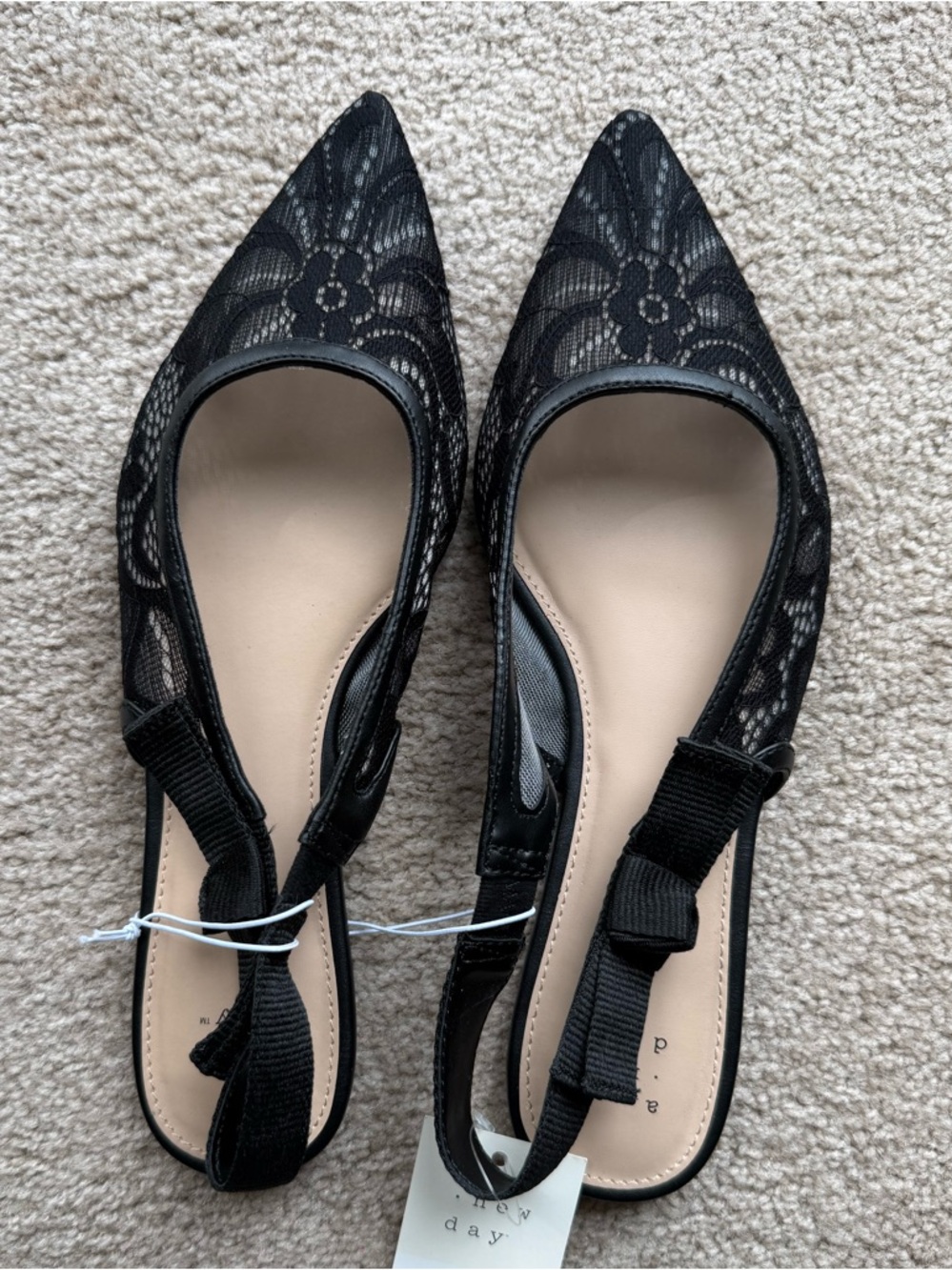 Mossimo Supply Co. Black Lace Pointed Slingback Flats